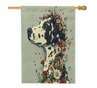 Drapeau dalmatien printanier pour maison de chien, 71,1 x 101,6 cm pour extérieur, beau et esthétique, floral standard, drapeau vertical en lin pour maison, animal domestique, cour, arrière-cour