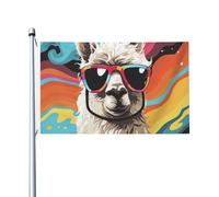 Drapeau d'alpaga portant des lunettes de soleil - 91 x 152 cm - Pour extérieur et intérieur - Printemps, été, automne, hiver - Drapeau de jardin avec œillets - Double face - Pour décoration de cour