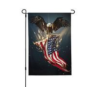 Drapeau d'Amérique du Nord Imprimé aigle à tête blanche double face en polyester Décoration verticale Cadeau de vacances pour porche et cour