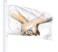 Drapeau d'amour 0,9 x 1,5 m Croquis de couple tenant par la main pour mariage Saint Valentin Drapeaux extérieurs Grandes bannières de cour de bienvenue Décoration de pelouse de jardin