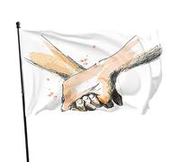 Drapeau d'amour 9,1 x 1,5 m Croquis de couple tenant la main pour mariage, Saint-Valentin, extérieur, grandes bannières de bienvenue pour la maison, le jardin, la cour, la pelouse