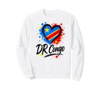 Drapeau d'amour de la RD Congo en Forme de cœur Fierté congolaise Vacances Voyage Sweatshirt
