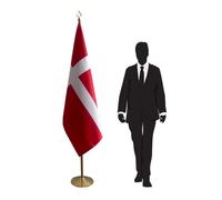 Drapeau Danemark sur pied avec hampe solide et socle élégant - pour affichage officiel, décorations de prestige, événements, conférences et institutions. Code CN6-DK-L