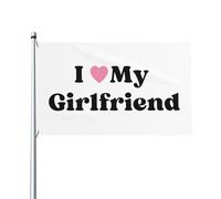 Drapeau d'anniversaire I Love My-Girlfriend I Heart Hot My G&F pour la Saint-Valentin, tapisserie de 3 x 5 cm, panneau de jardin extérieur, drapeau drôle de cour de maison avec bannière à 2 œillets