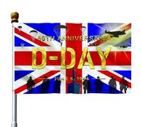 Drapeau d'anniversaire pour jour J commémoratif | Drapeau intérieur 5FTx3FT | Drapeau de jardin, drapeau d'anniversaire d'extérieur, drapeau décoratif de cour, drapeau commémoratif pour fête