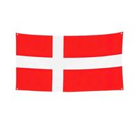 Drapeau danois du Danemark imprimé pour intérieur et extérieur - Réutilisable - Facile à accrocher - Bannière de fête festive - Décoration de vacances