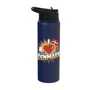 Drapeau danois I Love Danemark Souvenir de voyageur Stainless Steel Insulated Water Bottle