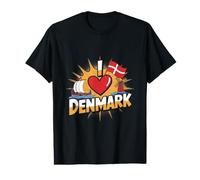 Drapeau Danois I Love Danemark Souvenir de Voyageur T-Shirt Graphique avec Valeur