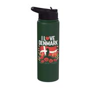 Drapeau danois I Love Denmark National Pride Stainless Steel Insulated Water Bottle