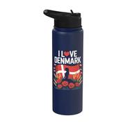 Drapeau danois I Love Denmark National Pride Stainless Steel Insulated Water Bottle