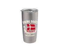 Drapeau danois Viking Roots Danemark Simple Longship Vintage Gobelet isotherme en acier inoxydable double paroi