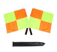 Drapeau d'arbitre de football 2 pièces drapeaux de rederee à carreaux jaunes et orange avec sac rangement drapeau juge touche résistant aux intempéries avec poignée en mousse pour potea