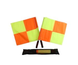 Drapeau d'arbitre de football | Ensemble de drapeaux hors-jeu de ligne latérale et commande sportive 2 pièces | Orange et jaune, prise confortable, avec rangement : pour football, vol