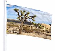 Drapeau d'arbre Décor 0,9 x 1,5 m Sable Désert Bois Plante Botanique Nature Herbe Roche Pierre Ciel Nuage Écologie Polyester Imprimé Motif Décoration d'extérieur pour Maisons et Jardins