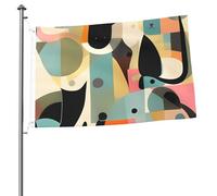 Drapeau d'art moderne du milieu du siècle - 6 x 0,9 m - Impression double face - Drapeau de jardin - Drapeau de cour pour l'extérieur - Bannière cadeau avec œillets - Toile de fond pour photo pour