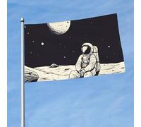 Drapeau d'astronaute sur la lune - 91 x 152 cm - Drapeaux amusants pour toutes les saisons - Pour décoration de dortoir, fête en plein air