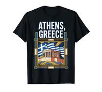 Drapeau d'Athènes Grèce Acropole Vintage Voyage Design T-Shirt