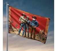Drapeau d'athlète étudiant Trois légendes du Far West : un drapeau d'aventure dans le désert pour décoration de la maison pour les hommes (152 x 244 cm)