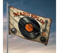 Drapeau d'athlète étudiant vintage en vinyle Vibes : Mard Splin Record Player Flag Western Home Decor College Flags For Guys (152 x 244 cm)
