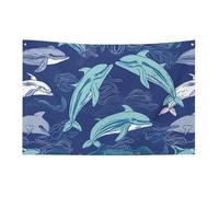 Drapeau dauphin avec 4 œillets, drapeau simple face en polyester durable, bannières résistantes aux intempéries pour dortoir, fête, tournage, festival, décoration de 61 x 88,9 cm