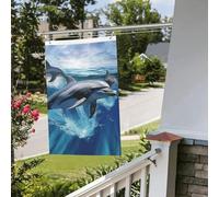 Drapeau dauphins 61 x 91 cm pour extérieur et intérieur - Pour le printemps, l'été, l'automne, l'hiver - Drapeaux de jardin avec œillets verticaux double face pour décorations de cour