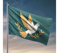Drapeau d'automne pour homme avec colombe blanche avec ailes dorées tenant une branche d'olivier (30 x 45 cm)