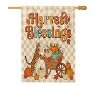 Drapeau d'automne pour maison de chats du Bengale 71,1 x 101,6 cm pour l'extérieur, récolte des vacances, citrouilles, drapeau vertical standard en lin, drapeau de maison, drapeau d'automne à motif de