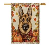 Drapeau d'automne pour maison de chien berger allemand 71,1 x 101,6 cm pour l'extérieur, chiot vintage d'automne vertical standard en lin, drapeau de maison, citrouille pour animal de compagnie, motif