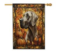 Drapeau d'automne pour maison de chien dogue allemand, 71,1 x 101,6 cm, double face pour décoration extérieure, vitrail d'automne pour animal domestique, chiot extérieur petit jardin pelouse drapeau