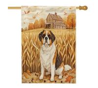 Drapeau d'automne St. Bernard pour maison de chien, 71,1 x 101,6 cm pour extérieur, ferme, chiot, drapeau vertical standard en lin, pour maison, blé de campagne pour animal de compagnie, décoration