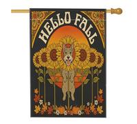 Drapeau d'automne terrier écossais pour maison de chien, 71,1 x 101,6 cm, double face pour décoration extérieure, drapeau de tournesol rétro d'automne en lin, citrouille, petit drapeau de pelouse