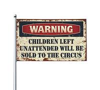 Drapeau d'avertissement « For The Boys » - Les enfants laissés sans surveillance seront vendus au drapeau du cirque - Décorations d'été pour la maison - Pour chambre de garçon (120 x 180 cm)
