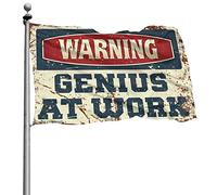 Drapeau d'avertissement « Man Cave Bar » « Genius at Work » - Pour salle de bain - Drapeaux amusants pour dortoir (60 x 90 cm)
