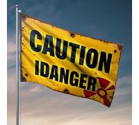Drapeau d'avertissement « Man Cave Rules » : danger radioactif pour chambre d'adolescent et de garçon (120 x 180 cm)