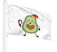Drapeau d'avocat 4x6 FT dessin animé nourriture fruits tranche d'avocat avec chapeau rouge bonbons drapeaux extérieurs grandes bannières de bienvenue cour maison jardin cour pelouse décor
