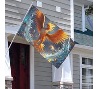 Drapeau de 0,9 x 1,5 m double face pour décoration extérieure, phénix du feu et de l'eau, drapeau de jardin lourd 200D, œillets en laiton, bannière extérieure pour les vacances