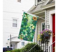 Drapeau de 0,9 x 1,5 m résistant à la décoloration pour l'extérieur - Bannière décorative abstraite - Drapeaux floraux verts saisonniers - Drapeaux de jardin double face avec œillets en laiton - Toile