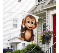 Drapeau de 0,9 x 1,5 m résistant à la décoloration pour l'extérieur - Bannière décorative - Singe mignon - Drapeaux de jardin double face avec œillets en laiton - Toile de fond amusante pour pelouse