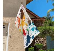 Drapeau de 0,9 x 6,1 m résistant à la décoloration pour extérieur, bannière décorative abstraite, éclaboussures de peinture abstraite, drapeaux de jardin, drapeau mural double face avec œillets en