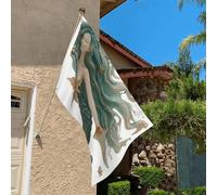 Drapeau de 0,9 x 6,1 m résistant à la décoloration pour extérieur, bannière décorative artistique, sirène, drapeau de jardin, drapeau mural double face avec œillets en laiton, toile de fond amusante