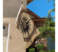Drapeau de 0,9 x 6,1 m résistant à la décoloration pour extérieur, bannière décorative avec boussole, carte de route, drapeau de jardin, drapeau mural double face avec œillets en laiton, toile de fond
