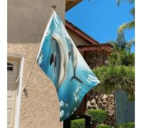 Drapeau de 0,9 x 6,1 m résistant à la décoloration pour extérieur Bannière décorative Baiser Dauphin Tale Drapeau de jardin Drapeau mural double face avec œillets en laiton Toile de fond amusante pour