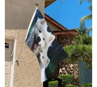 Drapeau de 0,9 x 6,1 m résistant à la décoloration pour extérieur - Bannière décorative blanche - Drapeau de jardin double face avec œillets en laiton - Toile de fond amusante pour pelouse, porche