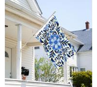 Drapeau de 0,9 x 6,1 m résistant à la décoloration pour extérieur - Bannière décorative bleue - Drapeau de jardin populaire double face avec œillets en laiton - Toile de fond amusante pour pelouse