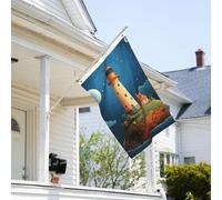 Drapeau de 0,9 x 6,1 m résistant à la décoloration pour extérieur Bannière décorative Catoon Baleine Phare de jardin Drapeau mural double face avec œillets en laiton Toile de fond amusante pour