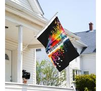 Drapeau de 0,9 x 6,1 m résistant à la décoloration pour extérieur, bannière décorative colorée, clavier de piano, note de musique, drapeaux de jardin, drapeau mural double face avec œillets en laiton