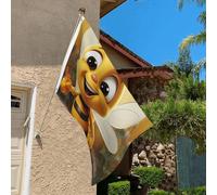 Drapeau de 0,9 x 6,1 m résistant à la décoloration pour extérieur - Bannière décorative d'abeille - Drapeaux de jardin double face avec œillets en laiton - Toile de fond amusante pour pelouse, porche