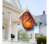 Drapeau de 0,9 x 6,1 m résistant à la décoloration pour extérieur, bannière décorative de basket-ball, croquis colorés, drapeaux de jardin, drapeau mural double face avec œillets en laiton, toile de