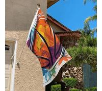 Drapeau de 0,9 x 6,1 m résistant à la décoloration pour extérieur, bannière décorative de basket-ball, croquis colorés, drapeaux de jardin, drapeau mural double face avec œillets en laiton, toile de