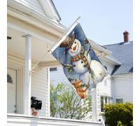 Drapeau de 0,9 x 6,1 m résistant à la décoloration pour extérieur, bannière décorative d'hiver, bonhomme de neige, drapeaux de jardin, drapeau mural double face avec œillets en laiton, toile de fond